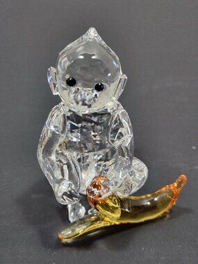 Swarovski Monkey with Banana Crystal Figurine 5524239 Retired Mint with Box